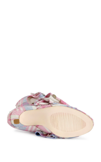 Birdsong-Pinkplaid Stiletto Bootie