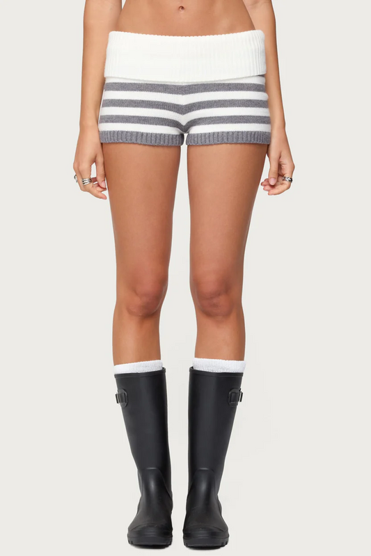 Striped Foldover Knit Shorts
